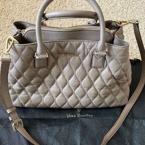 Vera Bradley Quilted Emma Satchel in Taupe